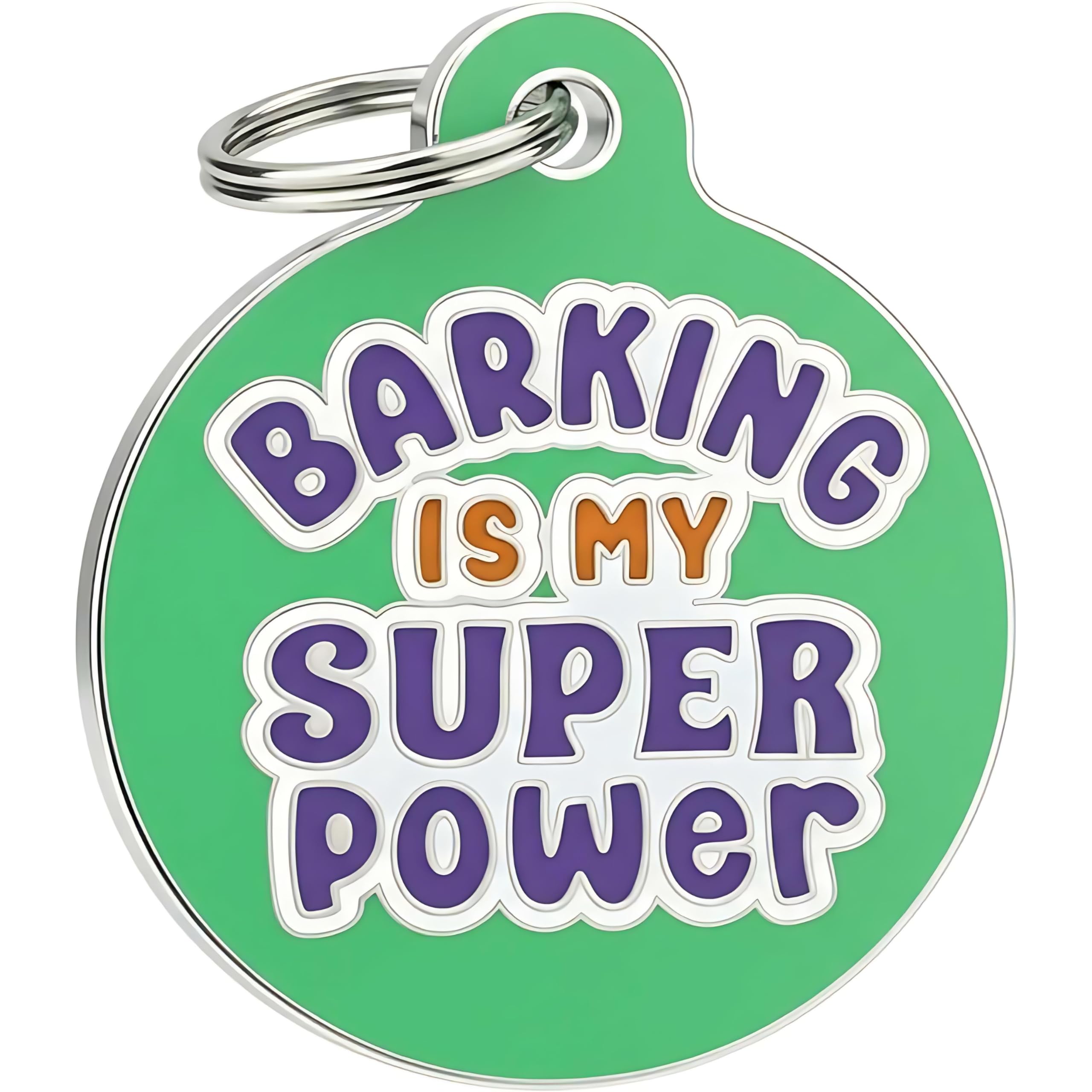 Bad Tags Personalized Dog and Cat ID Tags in 25+ Designs and 2 Sizes - 5 Lines of Custom Engraved Text - Funny Cute Personalized Pet Tags (Barking is