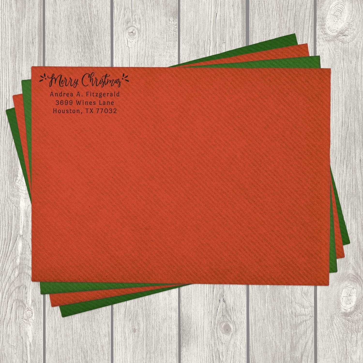 Customized Merry Christmas Name and Address Stamp/Self Inking Address Stamp/Modern Holiday Personalized Black Ink Stamper/Made in USA