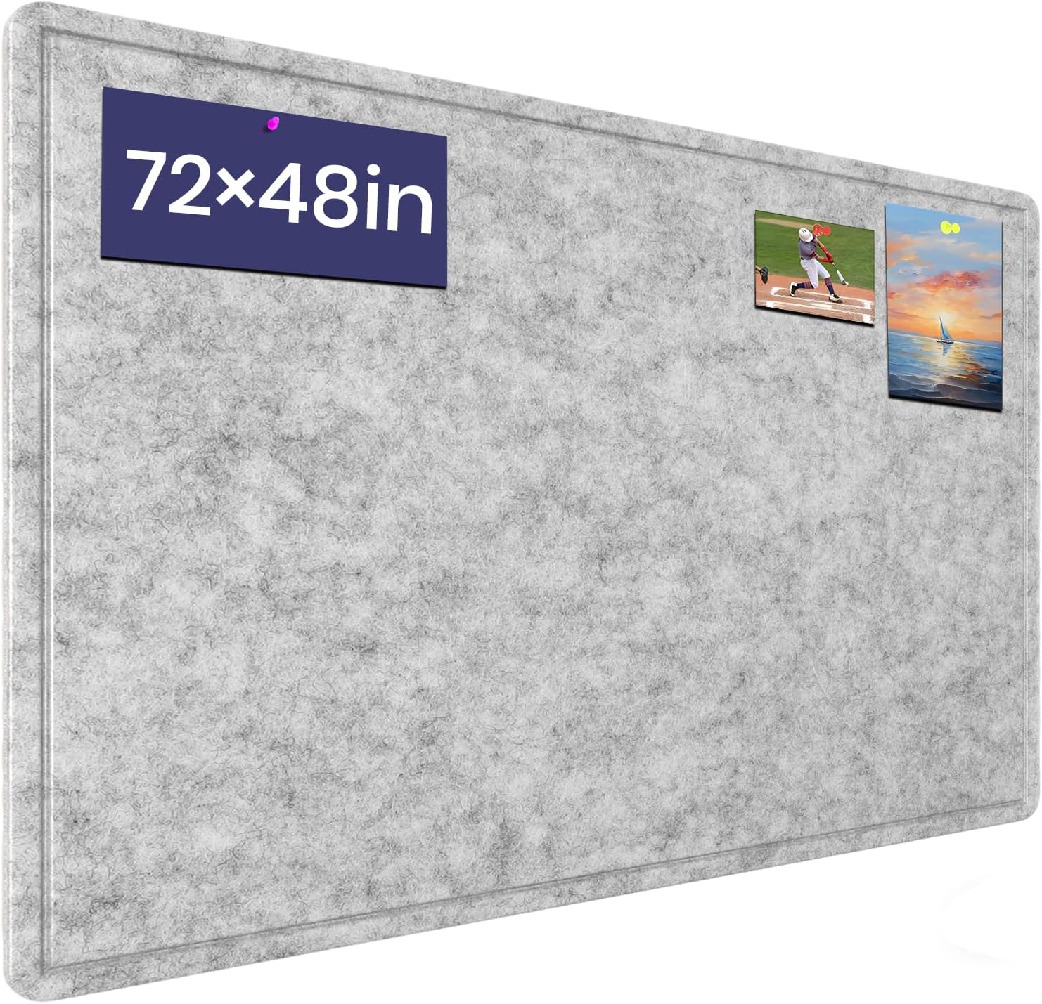 Large Bulletin Board, 72 X 48 inches Cork Board with 30 Pushpin, 6' x 4' Felt Cork Board Notice Pin Board, Self-Adhesive Vision Board Mood Board Foldable Photo Board for Wall - Silver Gray