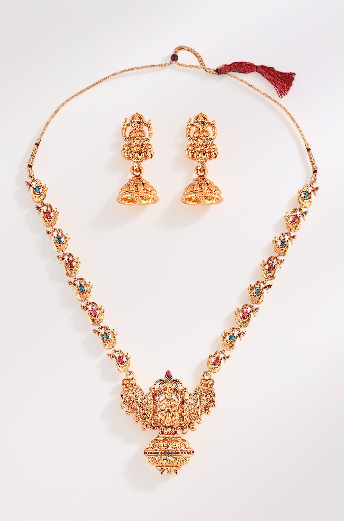 ZAVERI PEARLS Sacred Goddess Temple Necklace Set For Women-ZPFK7691