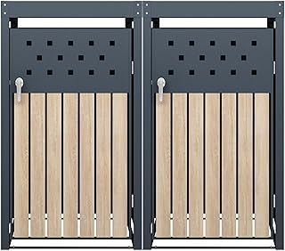 ESTEXO Mülltonnenbox Mülltonnenverkleidung mit Pflanzdach Aufbewahrungsbox Müllbox Anthrazit (2 Türen)