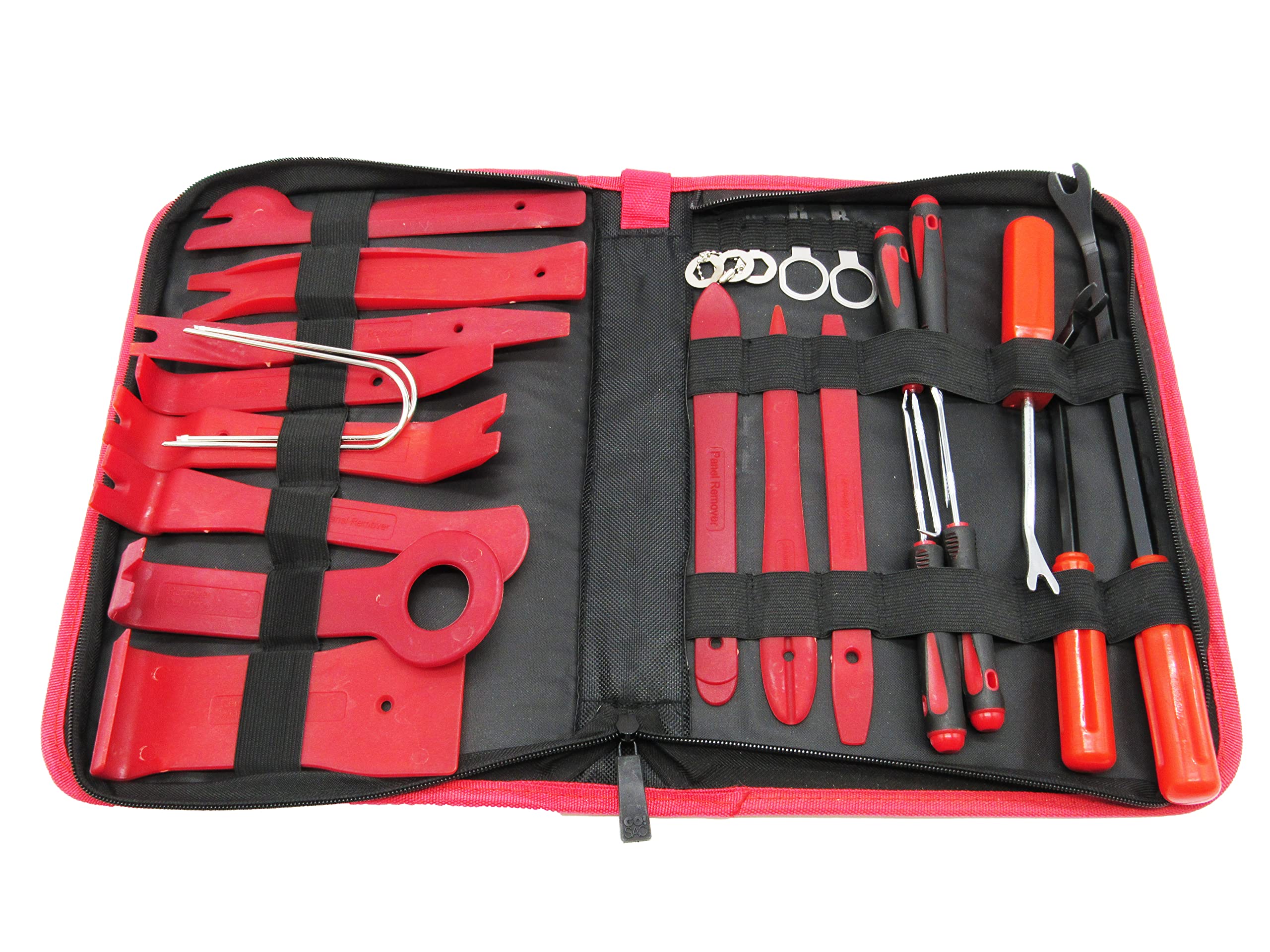 Star - 25 PCS (Red) Trim Removal Tool Kit - Car Panel Door Audio, Auto Clip Pliers Fastener Remover Pry Tool Set - Storage Bag Included