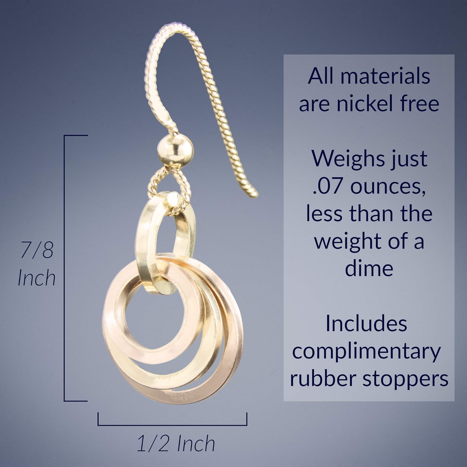 Classy 14K Yellow and Rose Gold-Filled Circle Short Dangle Earrings Classic Daily Jewelry Jewelry Gift for Her - Image 3