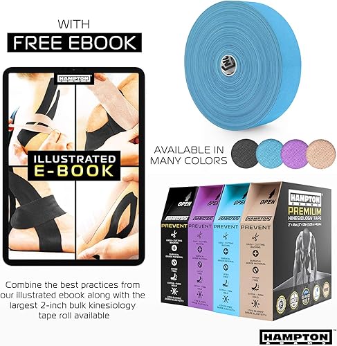 Miniatura 6 de Hampton Adams | As Seen on Shark Tank | Elastic Kinesiology Tape (Bulk Roll) | 135ft Uncut | Supports & Protects Muscle Wrist Knee Shoulder Back