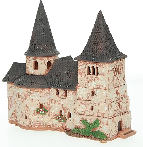 Miniatura 7 de Colección de casas de pueblo de Navidad de cerámica - Miniatura coleccionable hecha a mano de la casa ligera de la iglesia de San Miguel en Fulda,