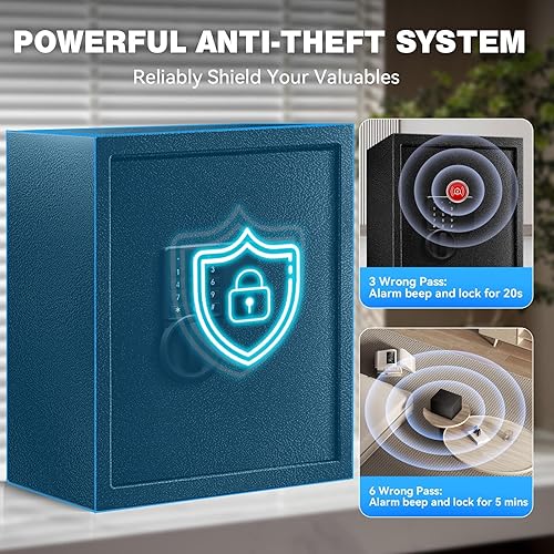 Miniatura 3 de Caja fuerte de 2.2 pies cúbicos para documentos del hogar, caja de seguridad digital electrónica de acero para oficina, dinero, joyas, objetos de