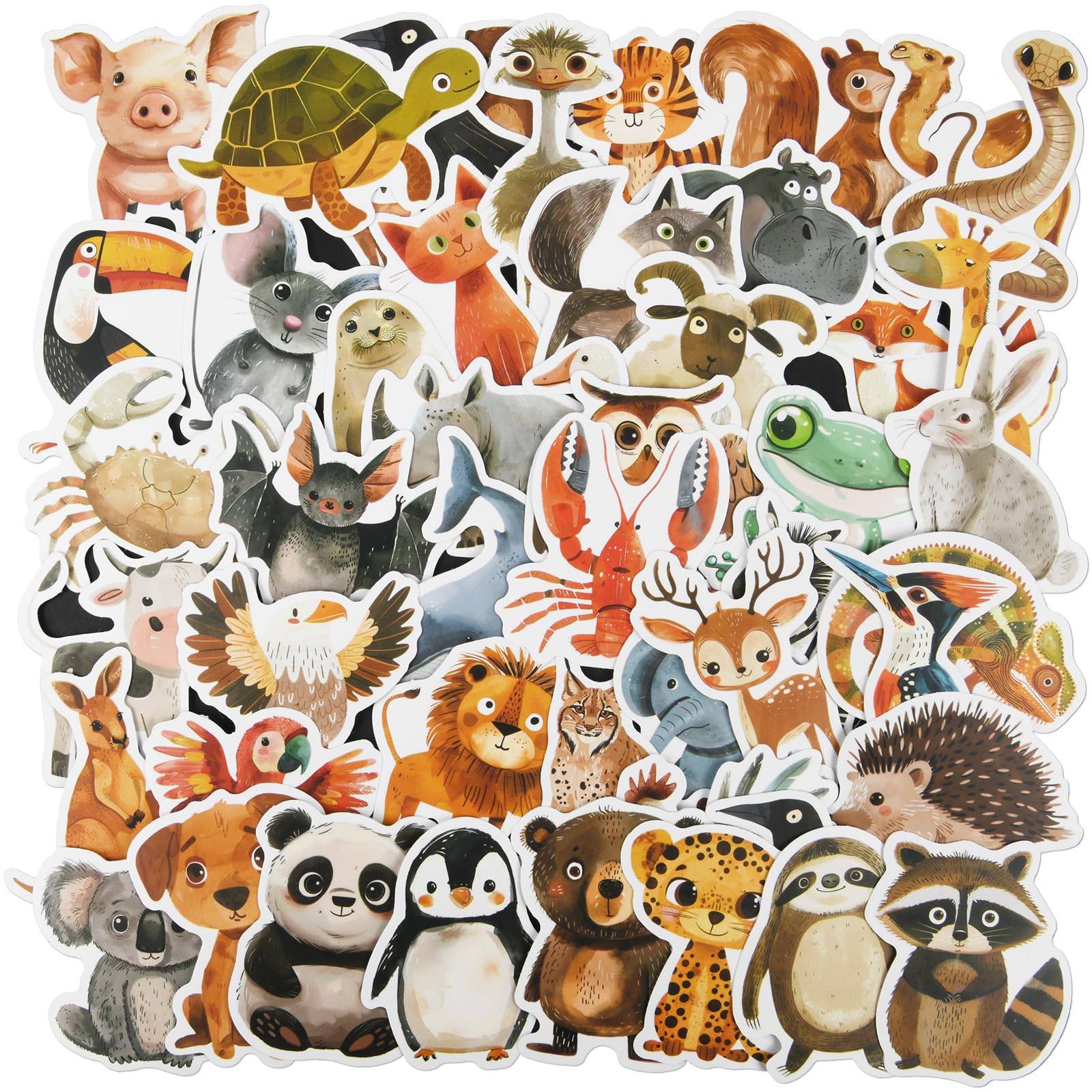 Vicloon 50Pcs - Animals Dinosaur Stickers, 50Pcs Cute Cartoon Waterproof Stickers, Trendy Aesthetic Sticker For Laptop Car Scrapbook Phone Skateboard Computer Wall Window Rewarding Gifts