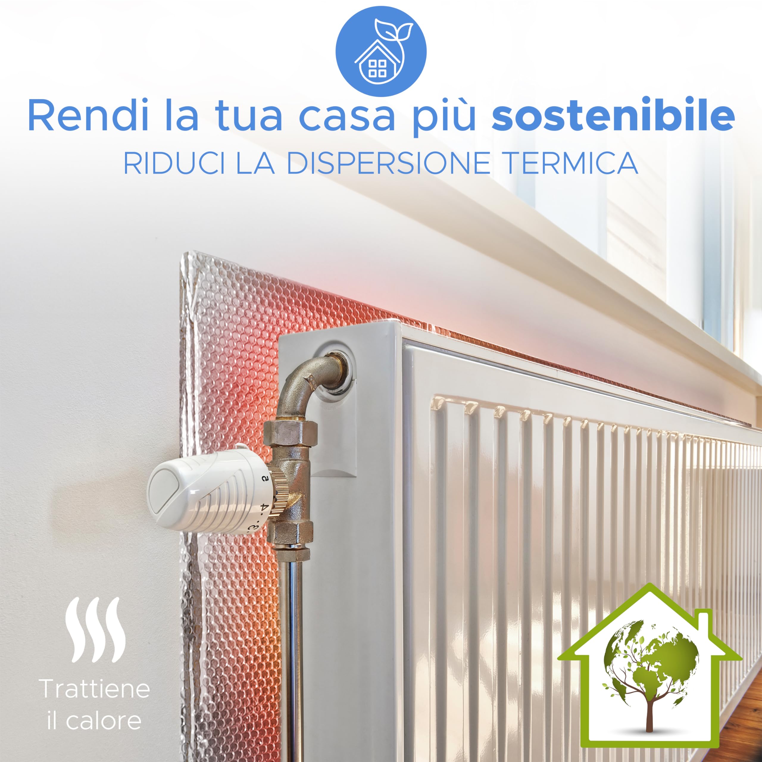 Paneles reflectantes para radiadores que reducen la pérdida de calor en casa, 3 hojas de 120 x 60 cm y 18 adhesivos 3M para montaje en pared