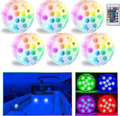 Luces LED inalámbricas para lanchas, impermeables, para cubierta de barco, control remoto RGB, luces LED marinas para luces interiores, accesorios