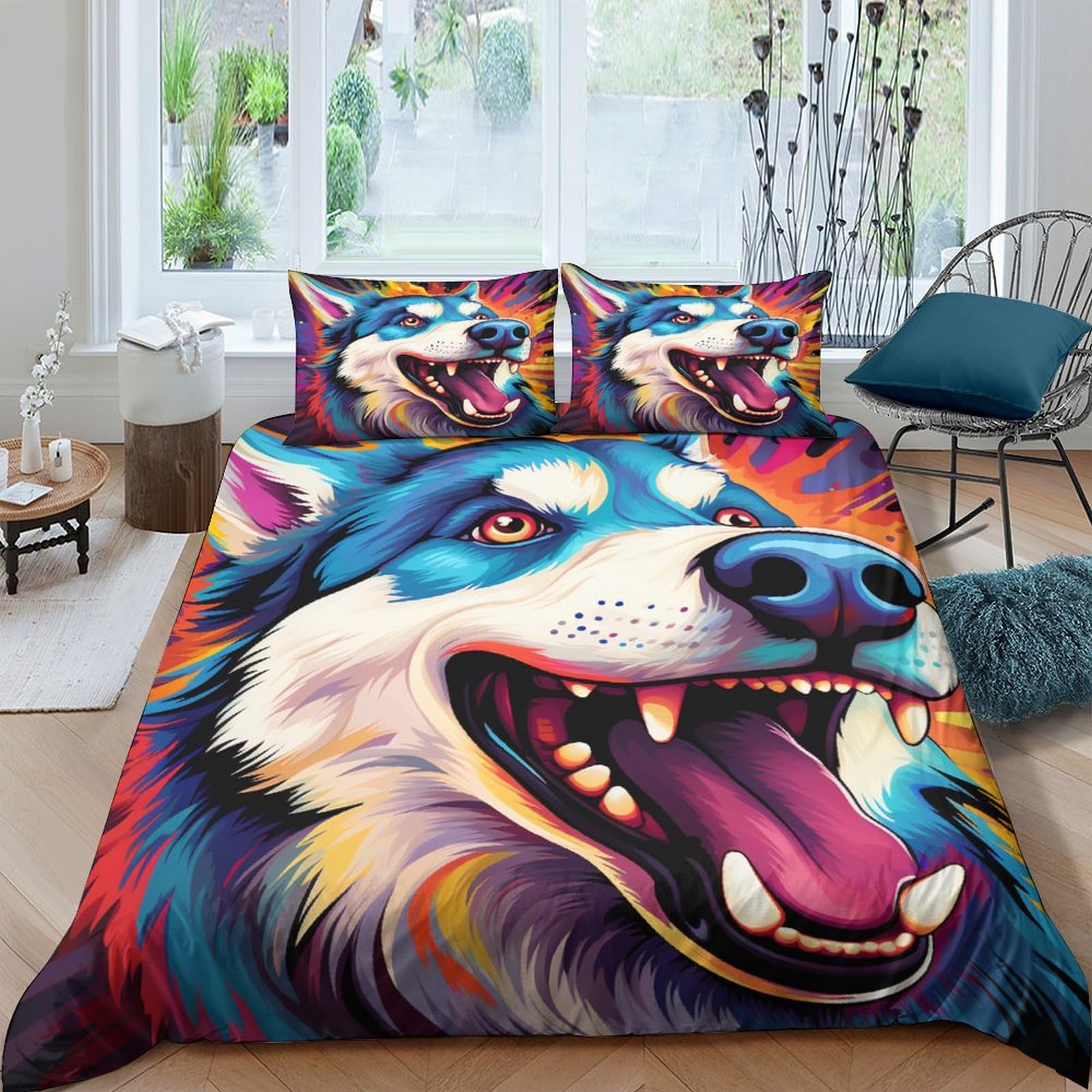 Parure de lit Husky 3D double, le cadeau idéal pour chambre d'ado et adulte