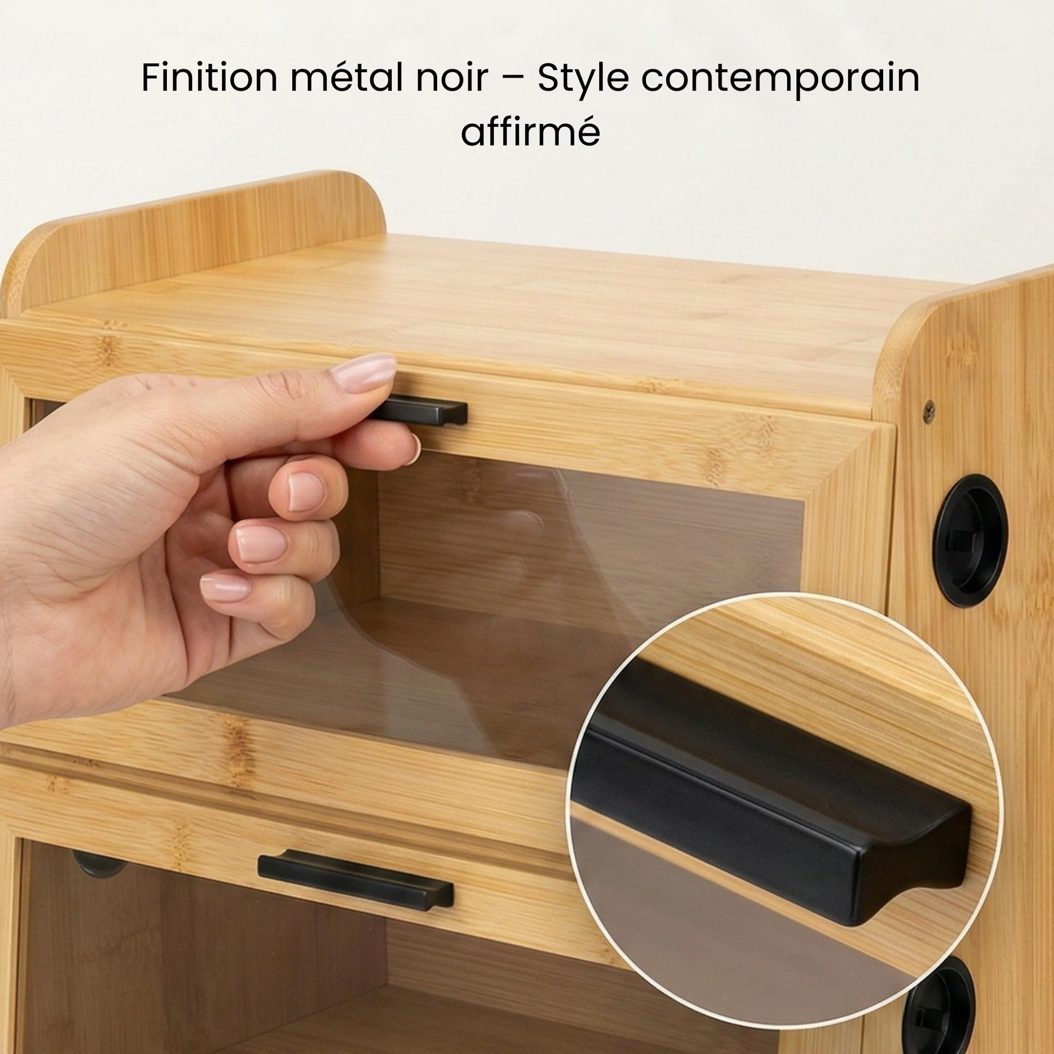 SWAYN - Caja de pan de bambú con certificación FSC - Hucha para pan de 2 pisos, ventilación ajustable para prolongar la frescura, tabla integrada, almacenamiento optimizado para conservación de pan