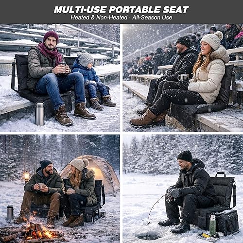 Miniatura 3 de Asientos de estadio con calefacción para gradas con respaldo y cojín, control de 3 temperaturas y temporizador, sillas de estadio cómodas, asiento