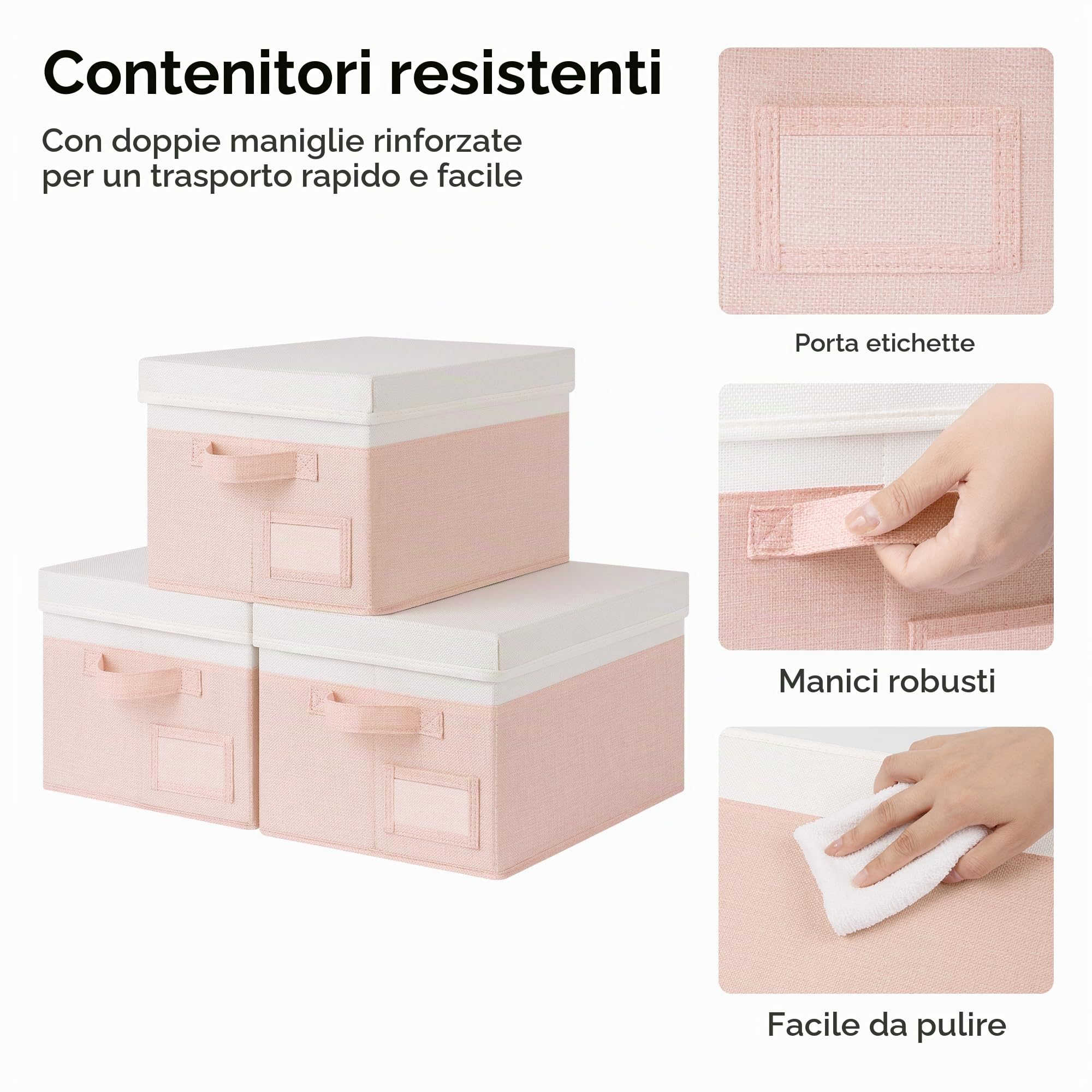 GRANNY SAYS Set di Porta Oggetti da Appendere con 4 Tasche e Scatole Tessuto con Coperchio