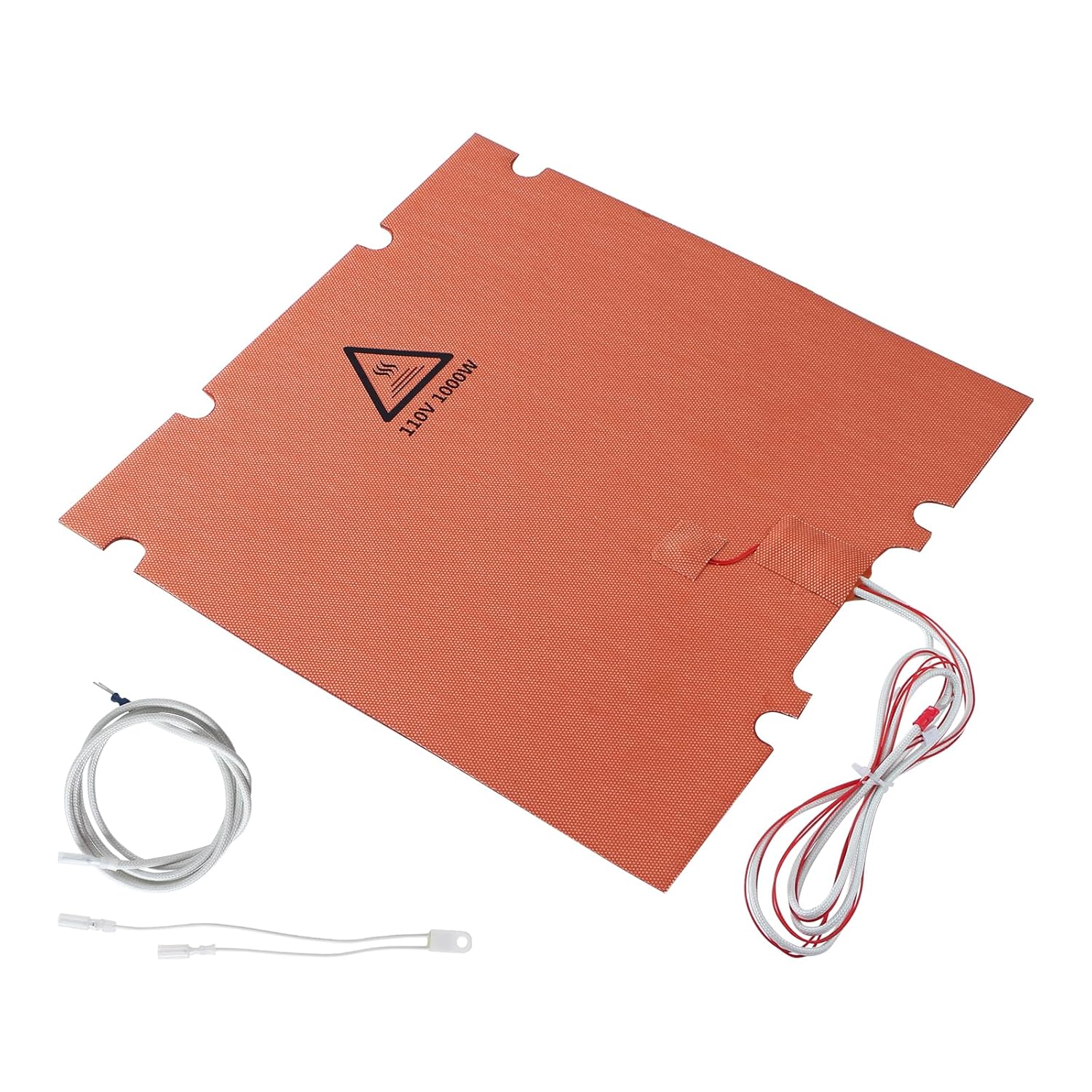 FYSETC Silicone Heating Pad for Voron 2.4 R2/ Trident 3D Printer Size 350 * 350mm/ 13.7in 110V 1000W with Thermistor NTC 3950 100K and Thermal Fuse