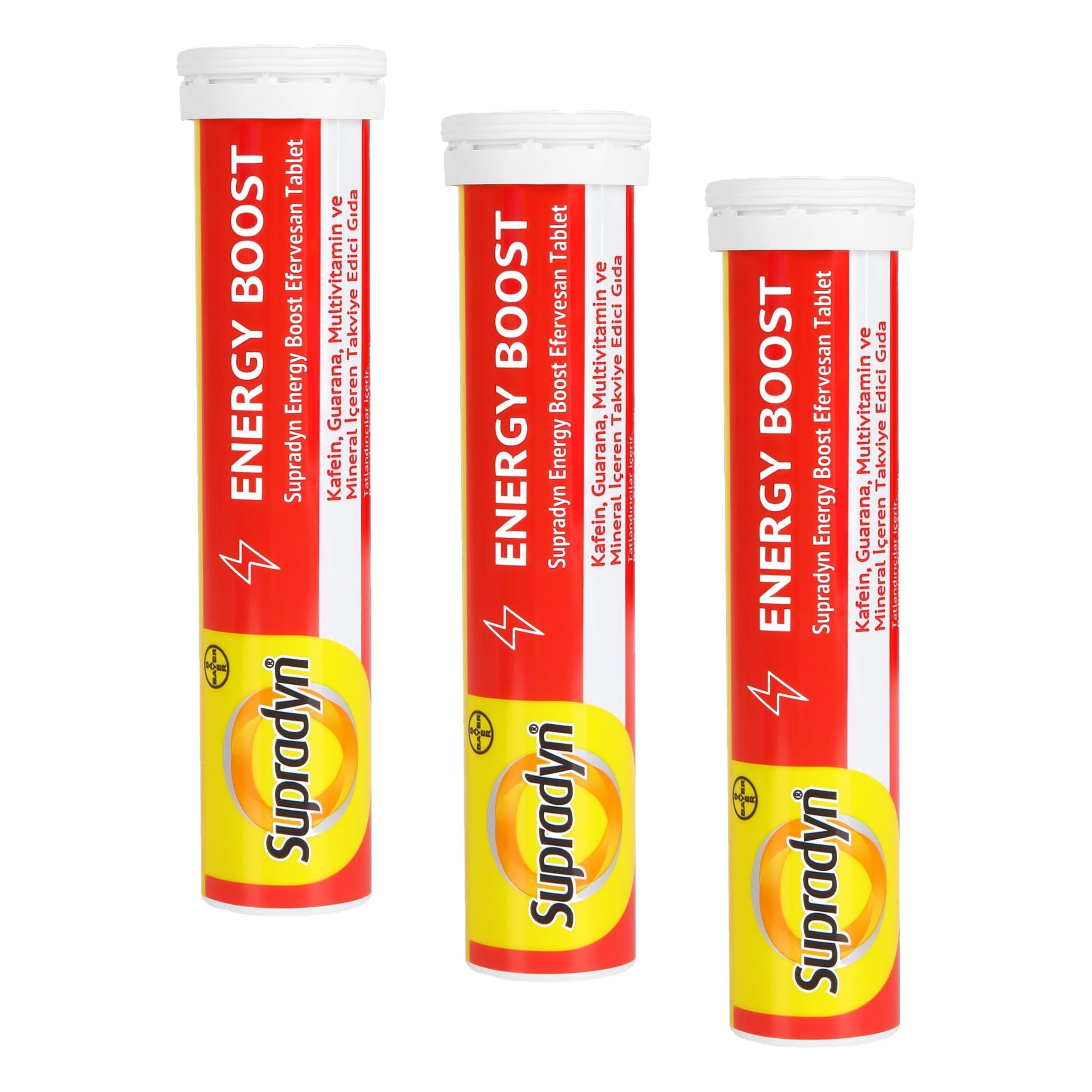 Supradyn Energy Boost Efervesan Tablet l Kafein, Guarana, Multivitamin ve Mineral (3 paketi)