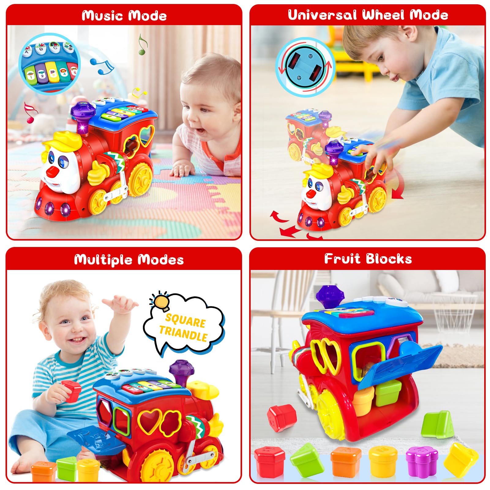 Giochi Bambini 1 2 Anno Treno Musicale Giocattoli Regalo Bambino 1 Anno Educativi l'apprendimento con luci/musicali Compleanno Natale Bambino Bimba Giochi Montessori 1 2 3 Anno Neonato 6 9 12 18 Mesi