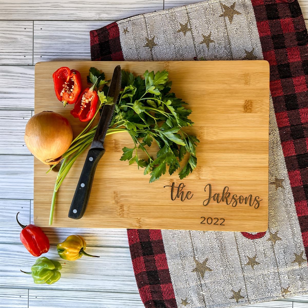 Cutting Charcuterie Boards Gift Large 14"x10" Bamboo Cheese Board Personalized FREE, House Warming Gifts New Home Wedding Gifts Bridal Shower Gift Anniversary - Feel Like A Chef In Your Own Kitchen!