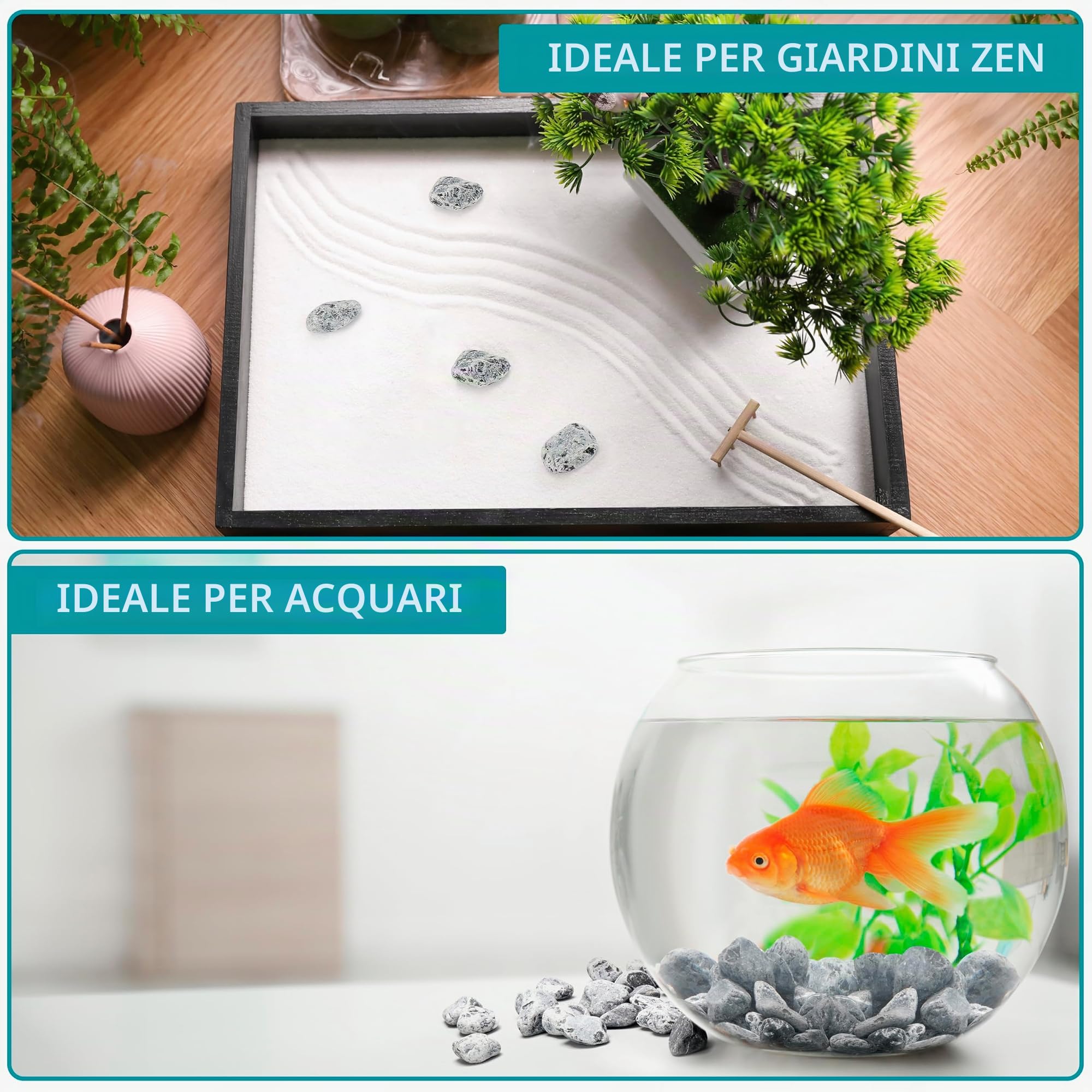 Belle Vous Ciottoli Naturali Decorativi - Mini Pietre Assortite Grigie - Sassi di Fiume per Vasi - Sassi Grigi per Piante - Adatti ad Acquari Giardini Vasi - 3,4 kg di Pietre