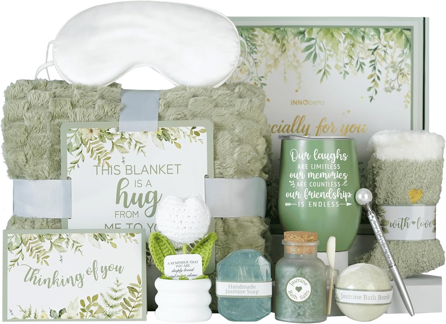 InnoBeta Baskets for Women, Friendship Gifts for Her, Useful Self Care Package for BFF, Bestie, Soul Sister on Birthdays, Christmas