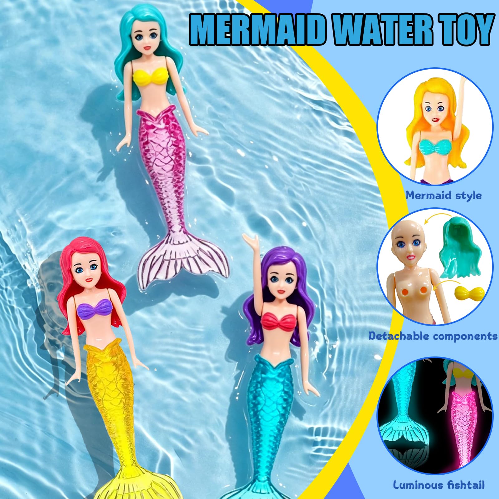 4 Jouets Sirène Coulants Pour Piscine – Numérotés, Faciles à Attraper, Entraînement De Plongée Pour Enfants Dès 3 Ans