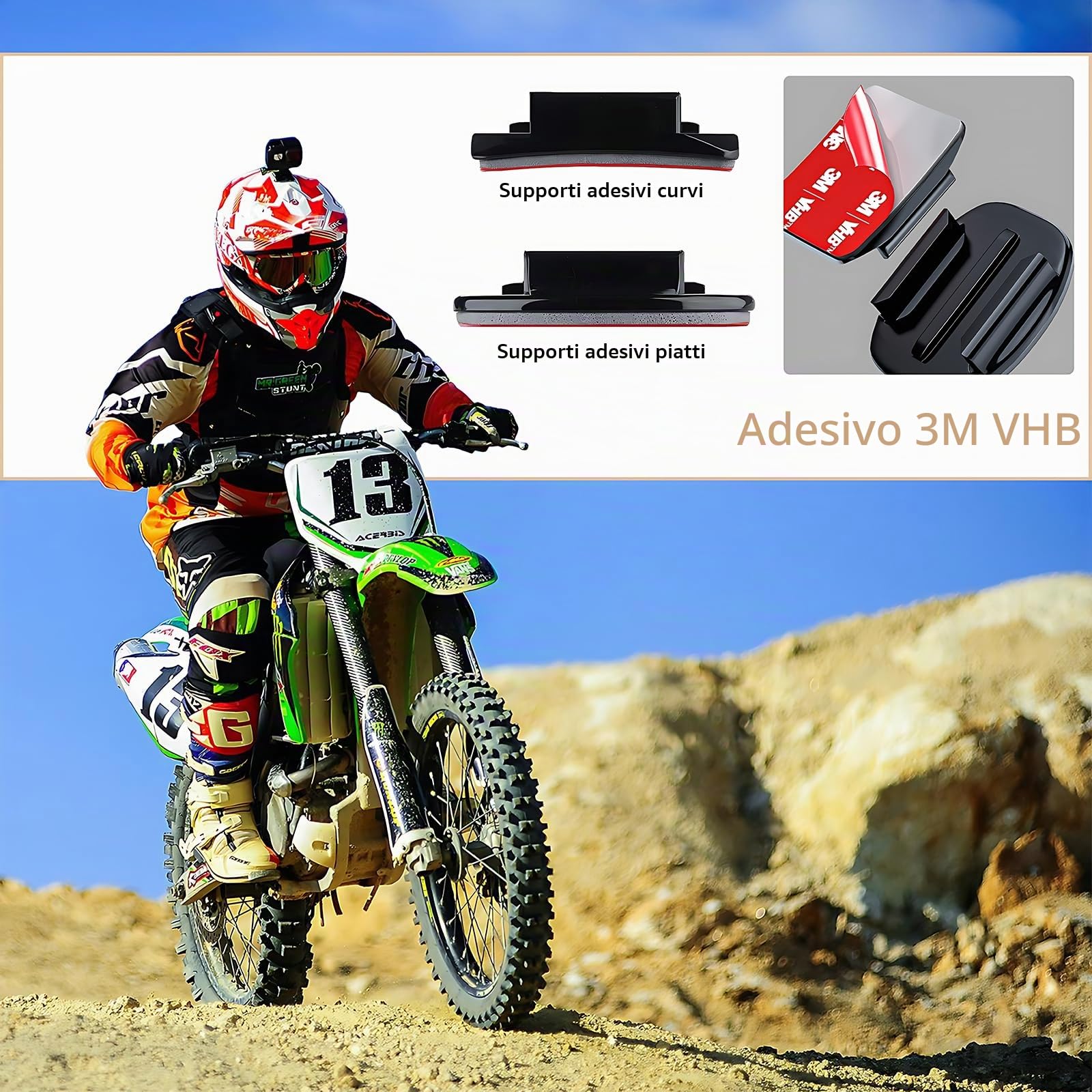 Kit di montaggio per manubrio di bici e moto, morsetto con braccio di estensione per selfie, compatibile con Insta 360 X4, X3, X2, X ONE RS, R ACE, Pro Go 3, 2, Go Pro Series