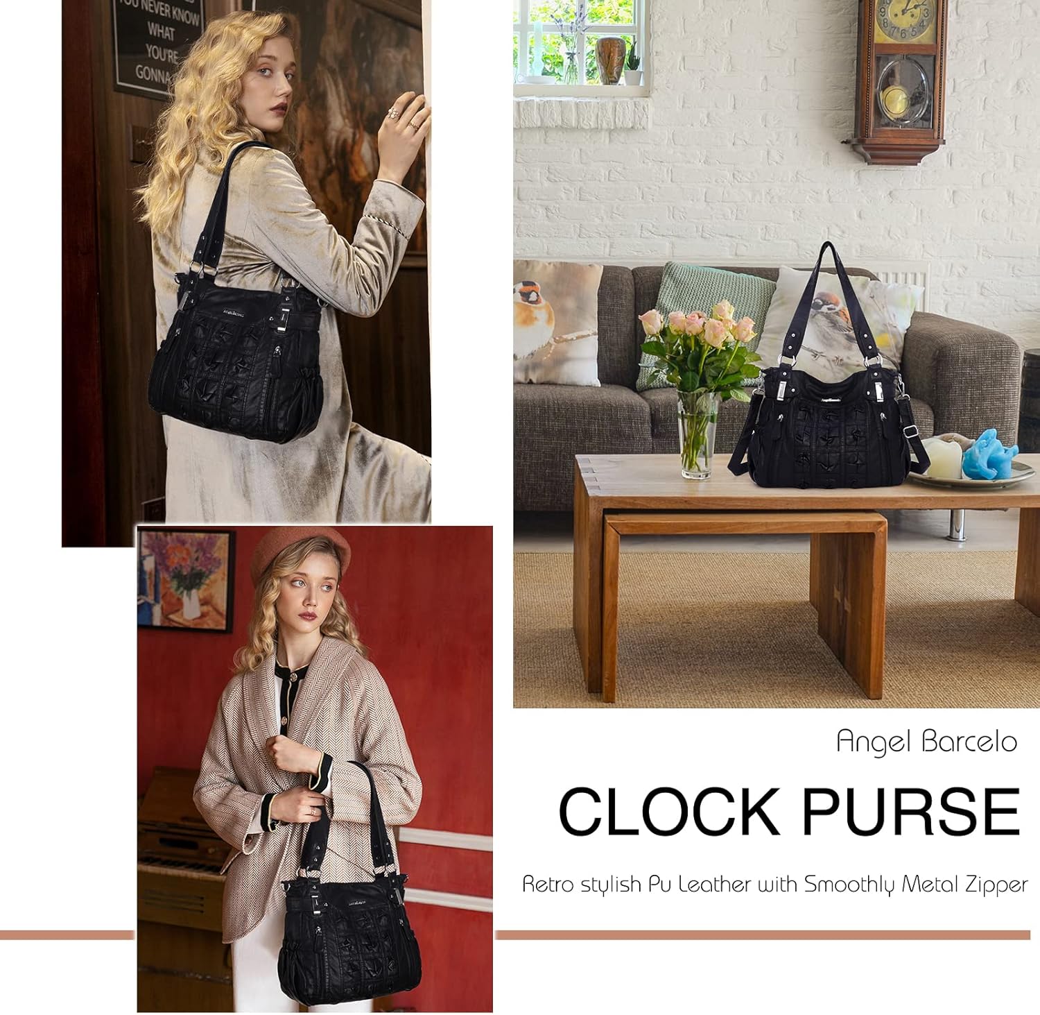 Angel Barcelo Large Purses for Women Soft PU Leather Hobo Bag for Women Shoulder Bag - Image 6