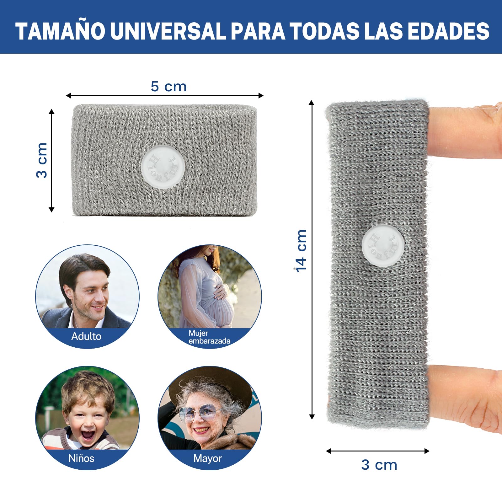 Pulseras Antimareos Hionfurt para Niños y Adultos, Bandas de Acupresión para el mareo por Movimiento en coche, mar y avión, Alivio de las Náuseas Matutinas en Embarazadas - 2 pares Gris, Gris