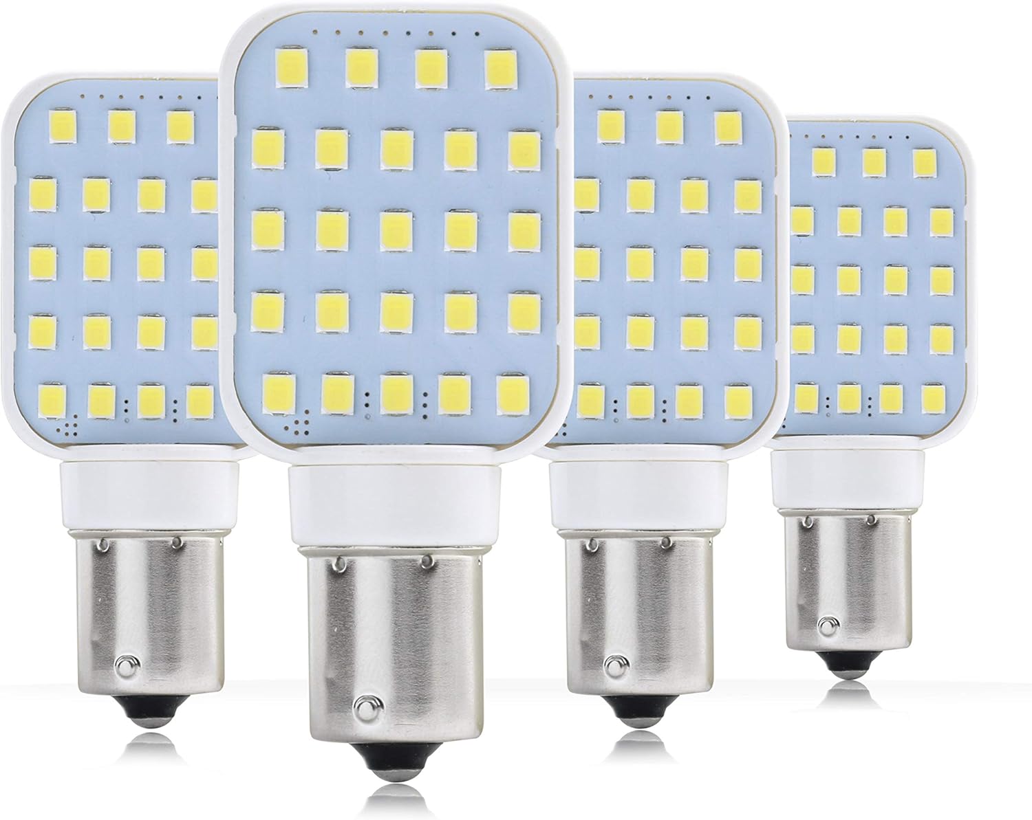4 Pack RV Interior LED Light Rotating Bulb Super Bright 312 Lumen 1141 1156 BA15S 24-SMD Camper Trailer Lamp Bulb 10-30V Cool White (4-Pack)