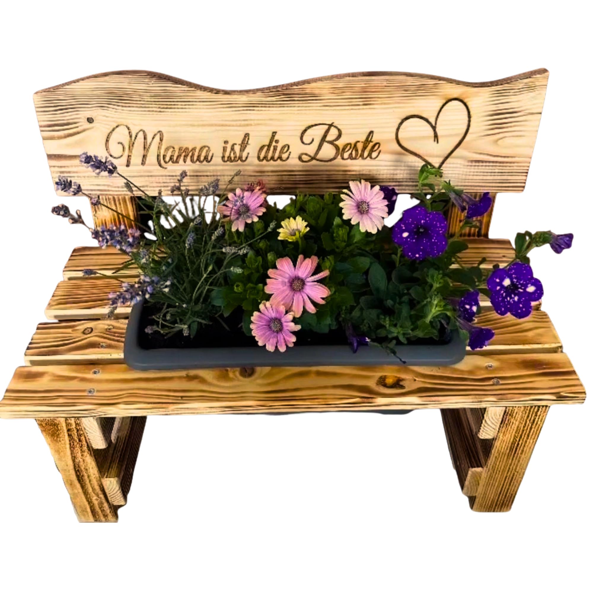 Generisch Personalisierte Blumenbank aus Holz – Pflanzbank mit Namensgravur – Dekorative Pflanzenbank für Innen & Außen - Outdoor Garten Oma Mama Muttertag Geburtstag Geschenk Hochzeit