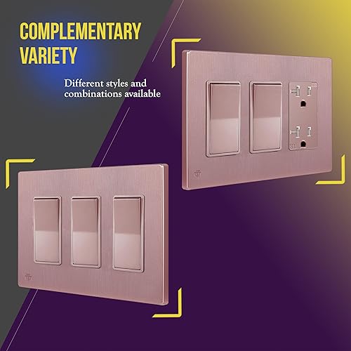 Miniatura 560 de ENERLITES SI8834-BK - Placa de pared decorativa sin tornillos, cubierta de enchufe segura, 4 entradas, 4.68 x 8.30 pulgadas (alto x largo), Negro