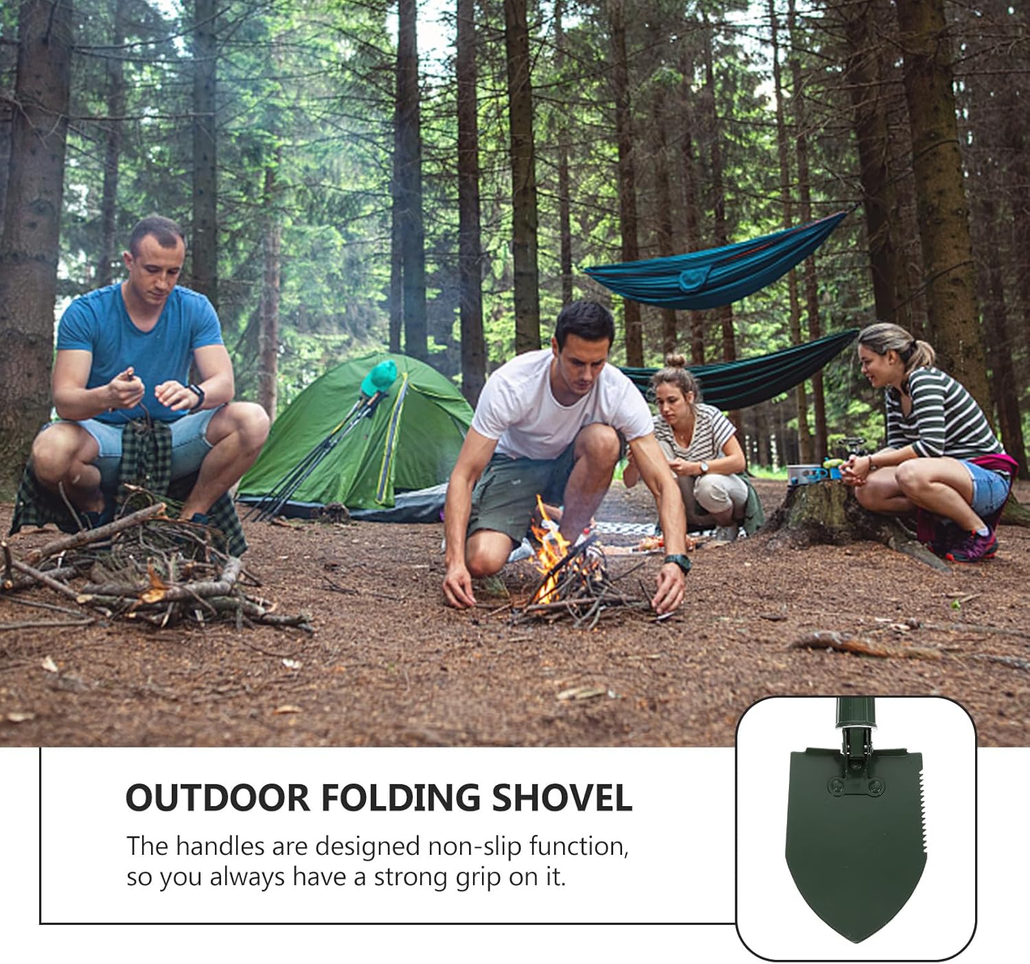 Outdoor Folding Stainless Steel Shovel for Winter Snow and Garden Use Ergonomic Design Head Area for Efficient Shoveling Portable for Camping and Car Storage