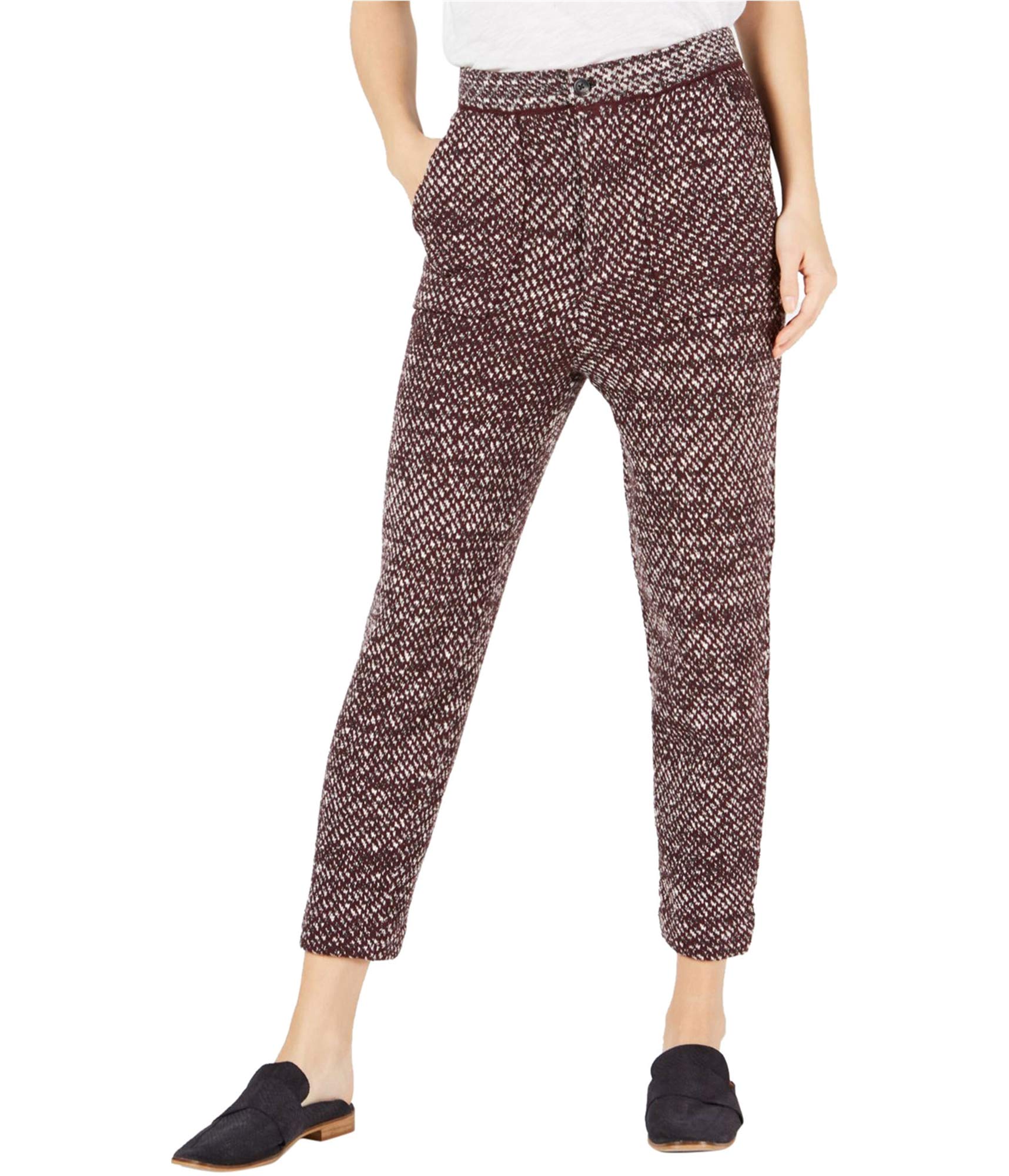Free People Womens Knit Casual Trouser Pants Red Small