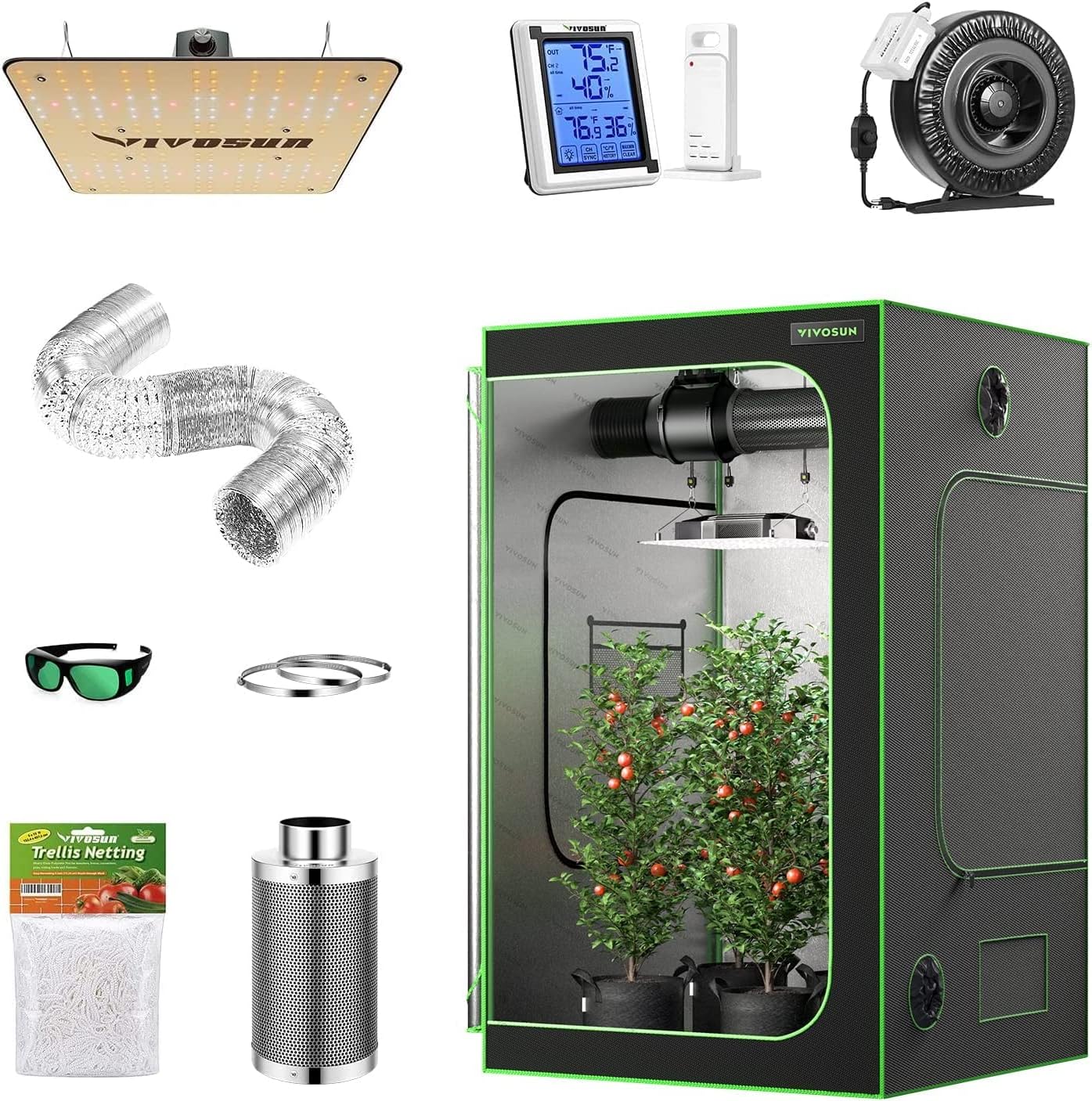 VIVOSUN Grow Tent Complete Kit, 48"x48"x80" Growing Tent