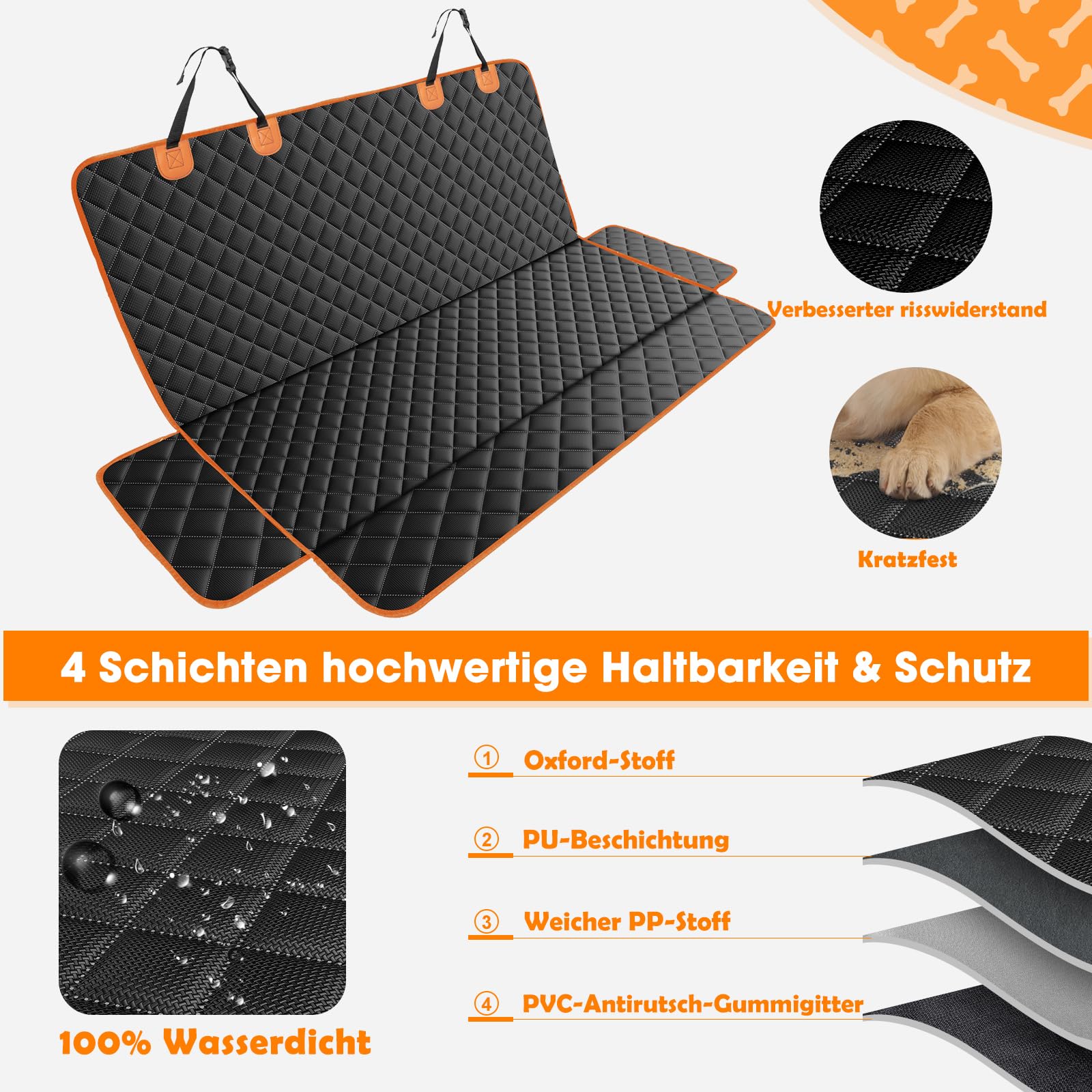 JOEJOY Coperta per Cani per Auto Sedile Posteriore, Protezione per Auto Sedile Posteriore Antigraffio e Idrorepellente, Protezione per Auto Sedile Posteriore per Cani, Protezione per Sedile Posteriore