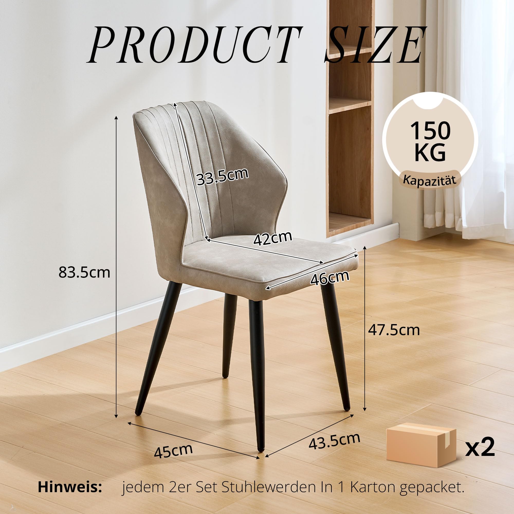 CLIPOP Esszimmerstühle 4er Set Retro Kunstleder Gepolsterter Esszimmerstuhl mit Rückenlehne und stabilen Metallbeinen, Küchenstühle Polsterstuhl für Home Office Möbel (Beige, 4)
