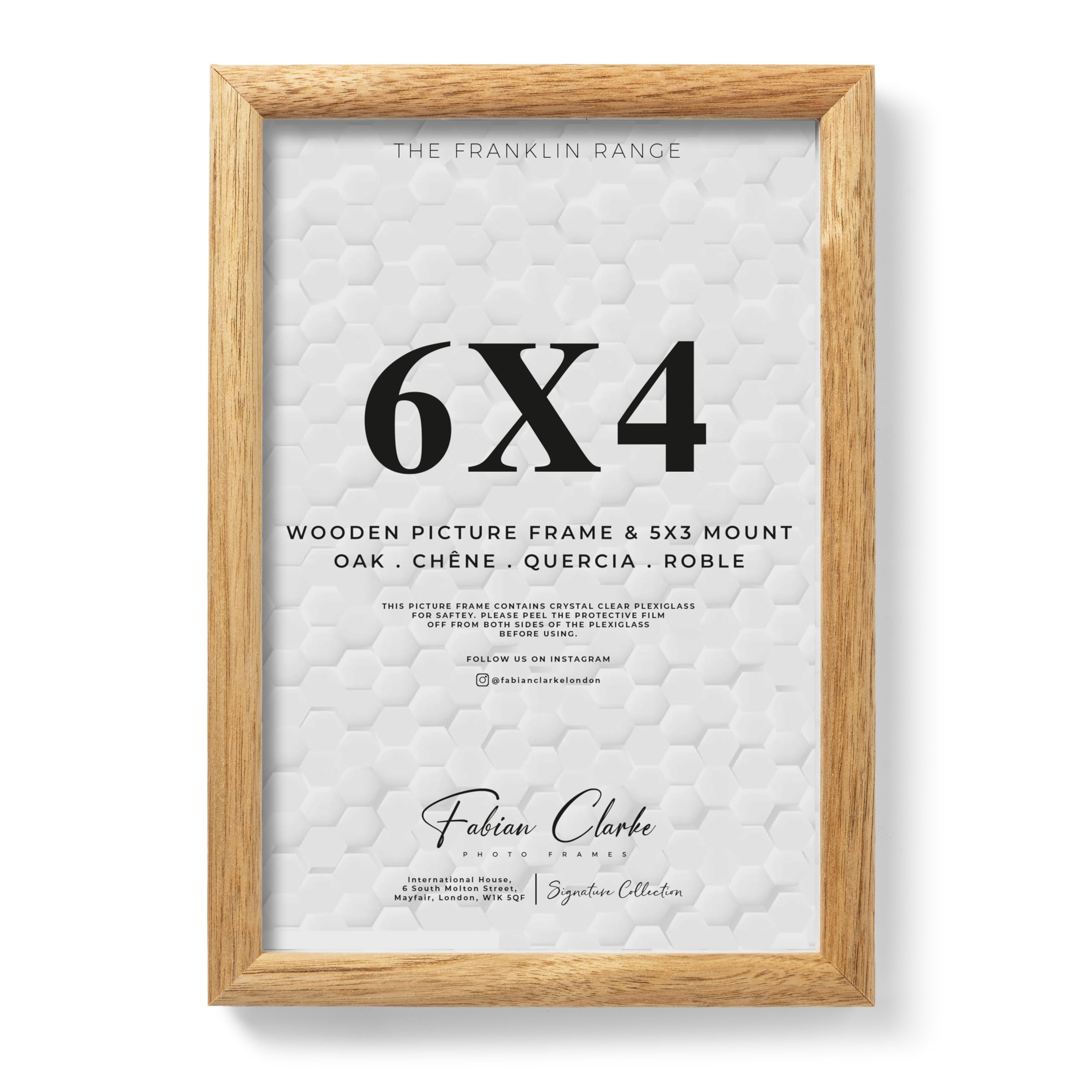 Fabian Clarke London Oak 6X4 Photo Frame 6X4 Inch Picture Frame With Rounded Edge, Wall Mount Or Tabletop Display Modern Style Wooden Photo Frame For Modern Home Décor