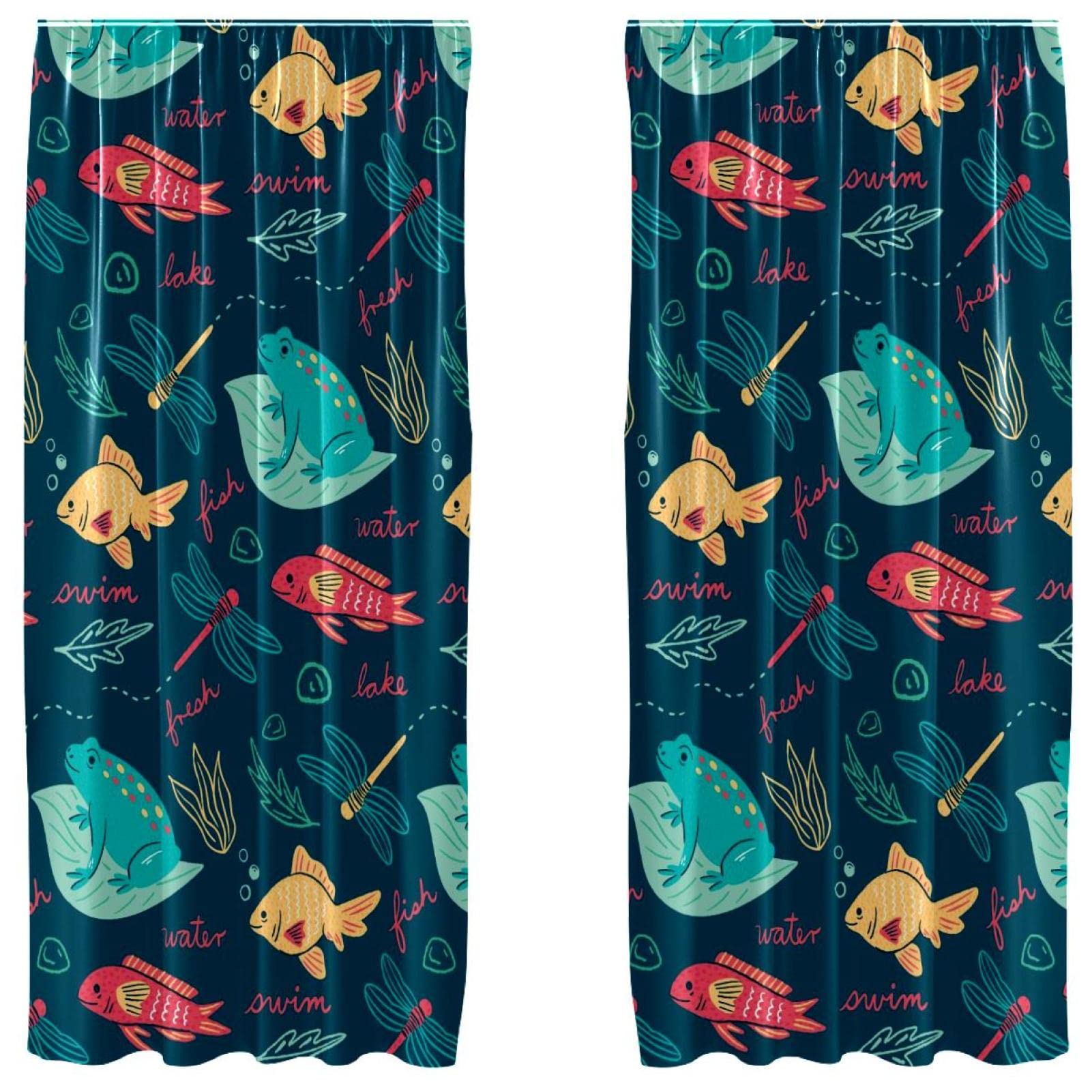 Rideaux occultants pour chambre enfant bleus motif grenouille et libellule créateurs de douceur