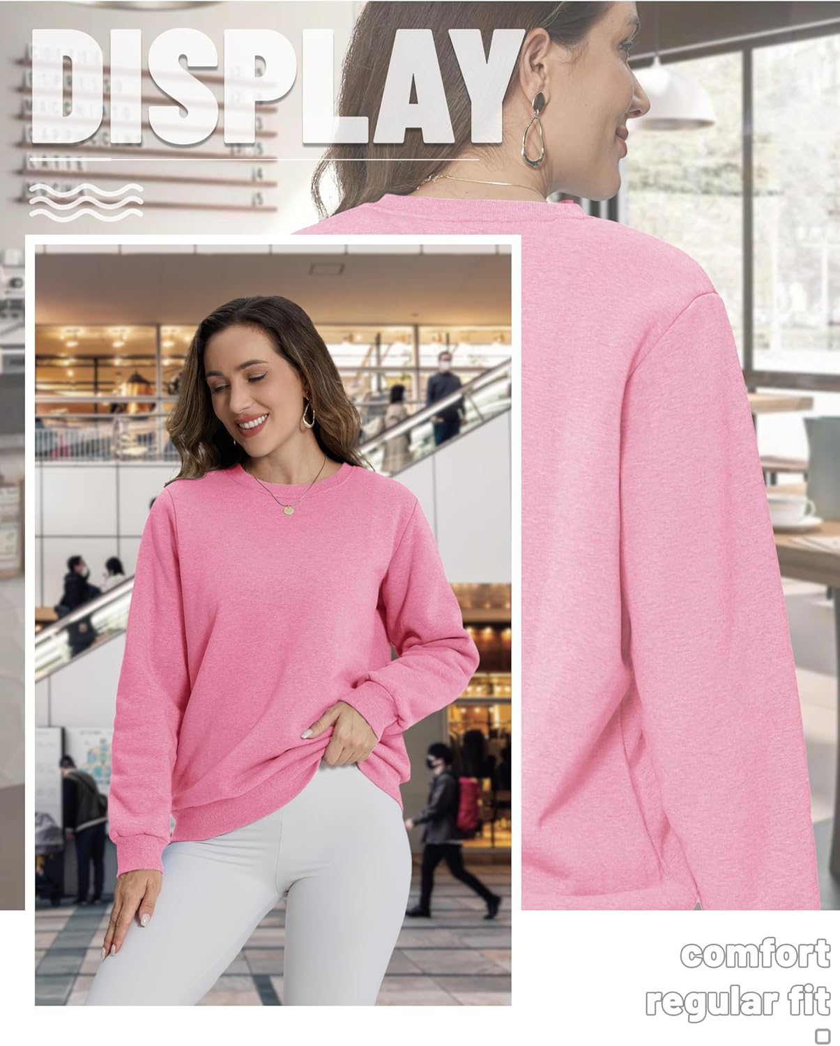 TACVASEN Women's Crewneck Sweatshirt Fleece Lined Sherpa Pullover Winter Shirt Warm Sweaters Long Sleeve Tops - Image 2