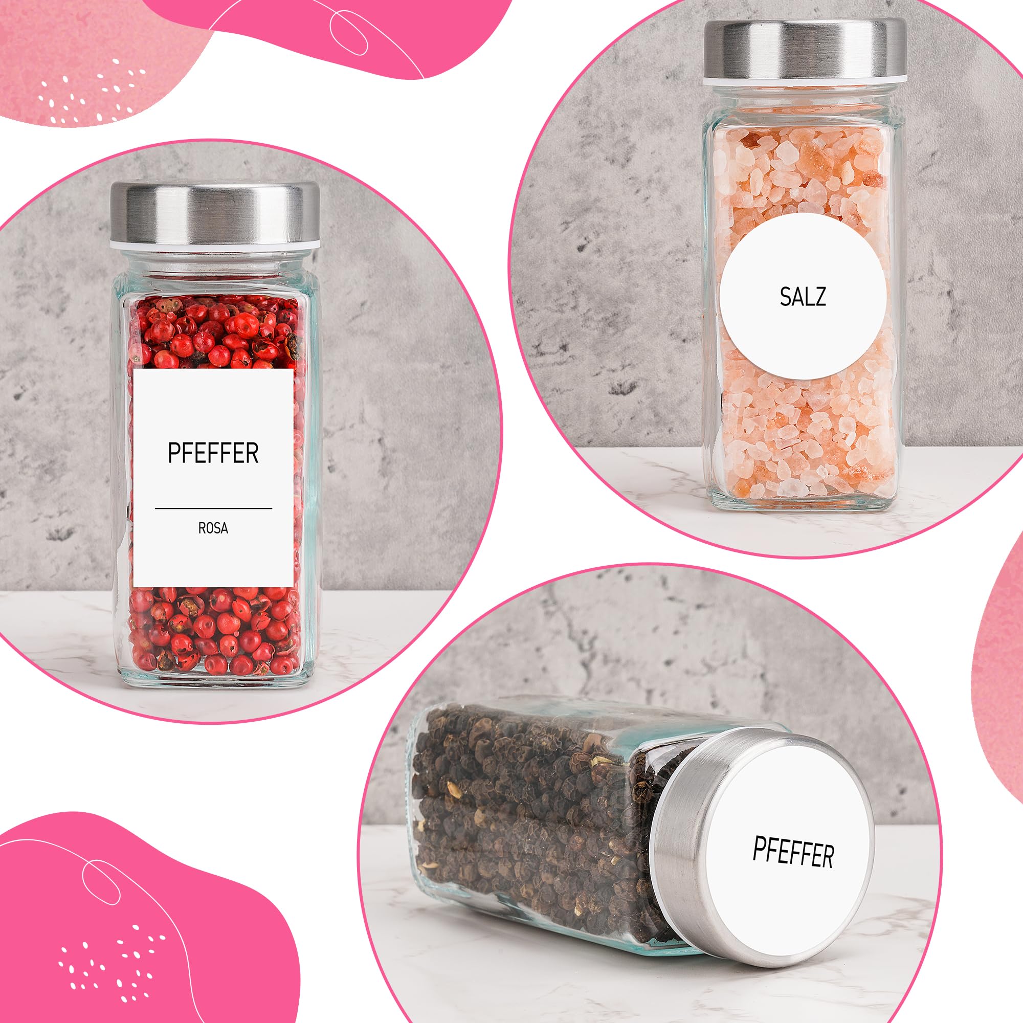 Happy Lemuro Premium Gewürzdosen Set [24 X 120 Ml] Gewürzgläser Mit Et In Weiss Gewurzbehal