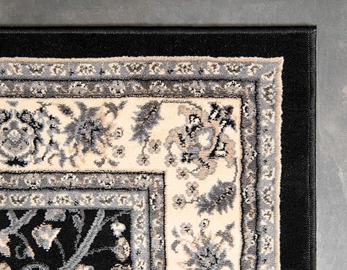 Miniatura 8 de Unique Loom Kashan Collection - Alfombra tradicional con diseño floral, color negro