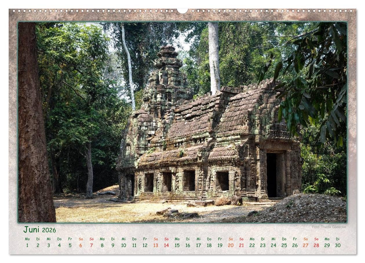 Kambodscha, Angkor Thom, Angkor Wat und Bayon (Wandkalender 2026 DIN A2 quer), CALVENDO Monatskalender: Angkor, eine der größten religiösen Bauwerke der Erde. (CALVENDO Orte)