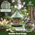 Kingsyard Wild Bird Feeder for Outdoors Hanging, No-Waste Tray with Seed Guard & Circular Perch, Garden Yard for Cardinal Finch, 4 lb Large Capacity, Green