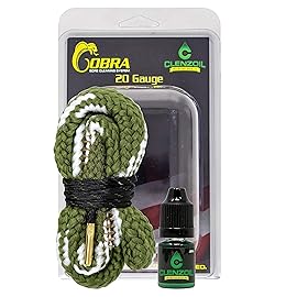 CLENZOIL Field & Range 20 Gauge Cobra Bore Cleaner | Gun Barrel Cleaning Tool Kit for 20 Ga. Shotgun | Brass Brush Embedded in Woven Barrel Rope | Includes CLP Gun Bore Cleaner Solution