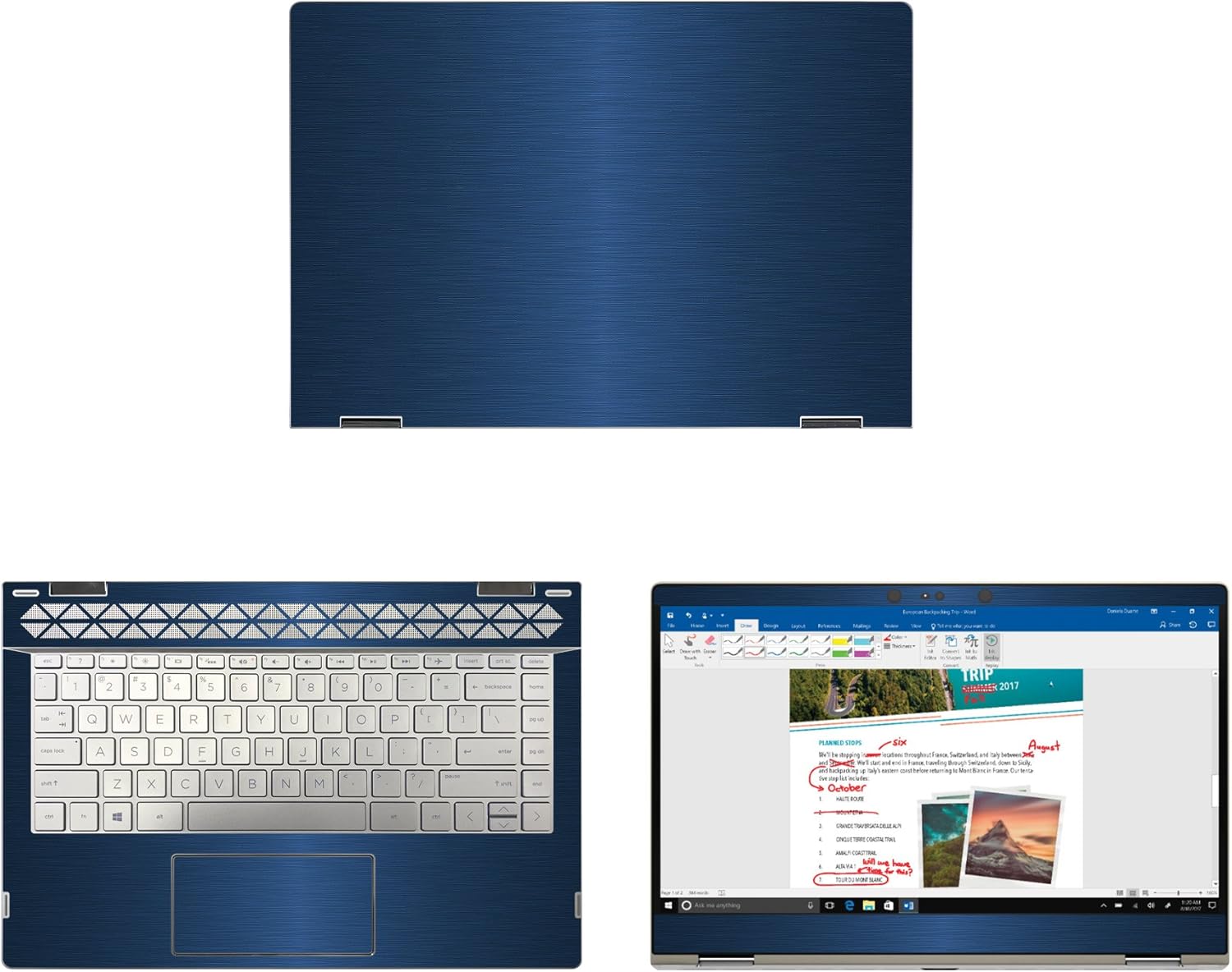 Decalrus - Protective Decal for HP Pavilion X360 14M-CD0003DX (14" Screen) Laptop Blue Texture Brushed Aluminum Skin case Cover wrap BAhpPavilionX360_14mBlue