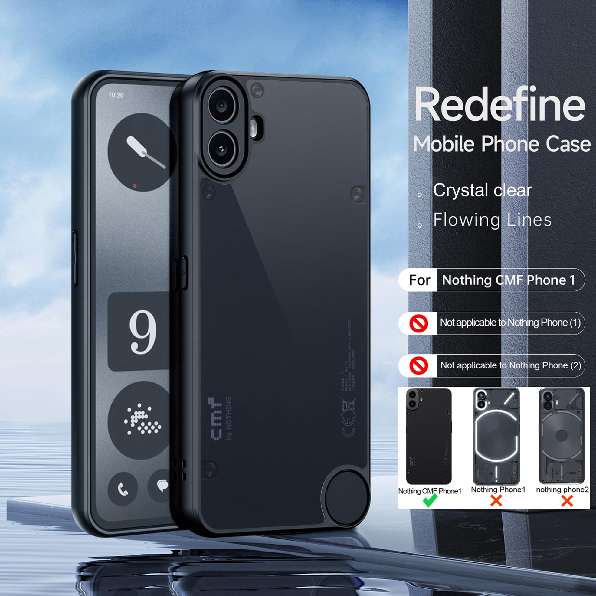 BOKYAS Nothing CMF Phone 1 için Crystal kılıf, sarı ve darbeye