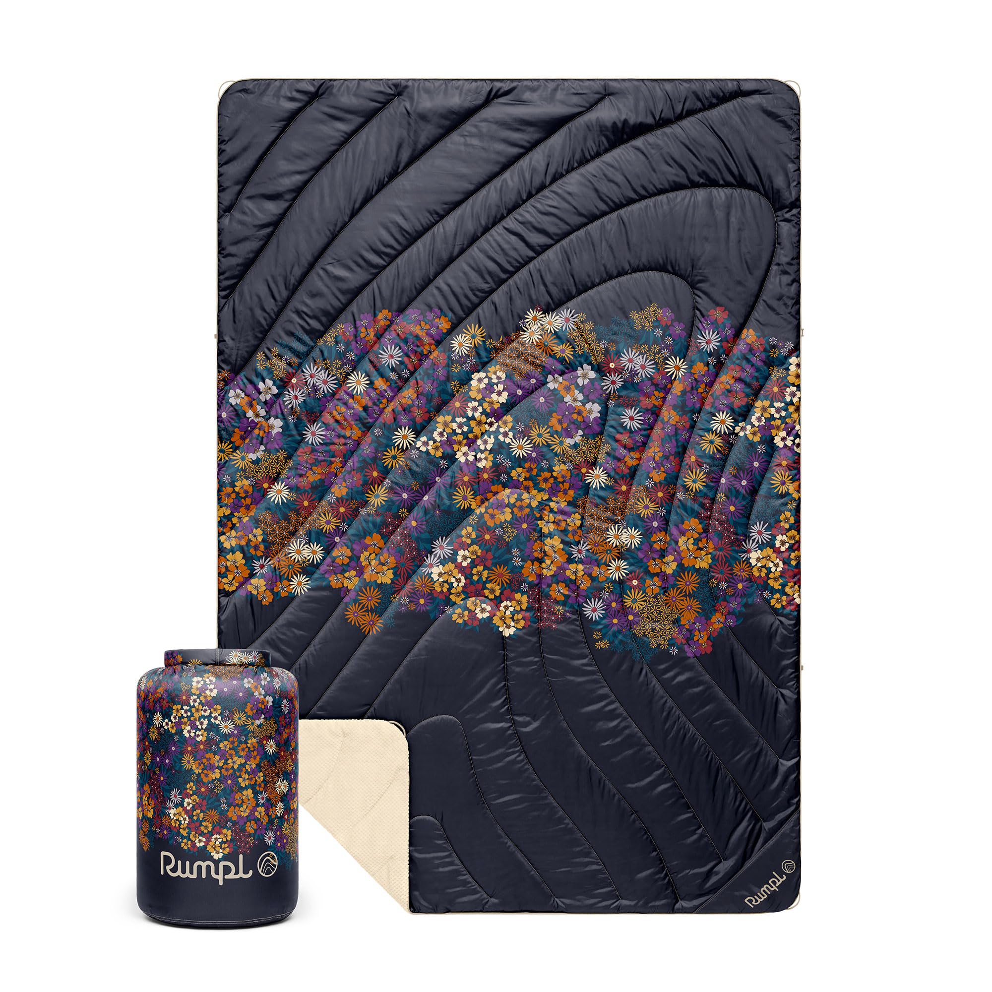 Rumpl Fleece Puffy Blanket, 1-Person, Midnight Bloom