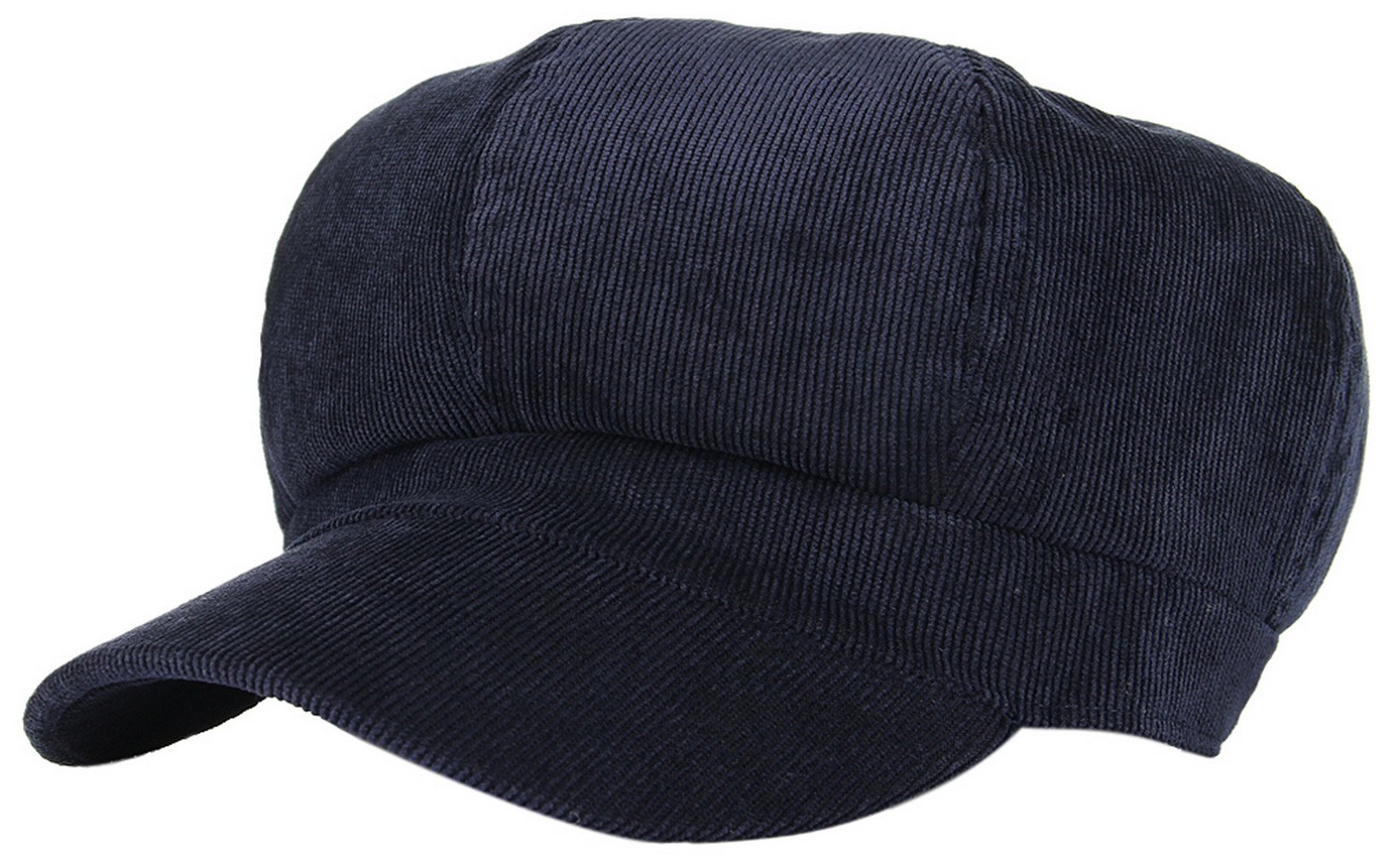 Gemvie Women's Navy Blue Corduroy 8 Panel Newsboy Baker Boy Cap Peaked Beret Hat Cabbie Painter Hat