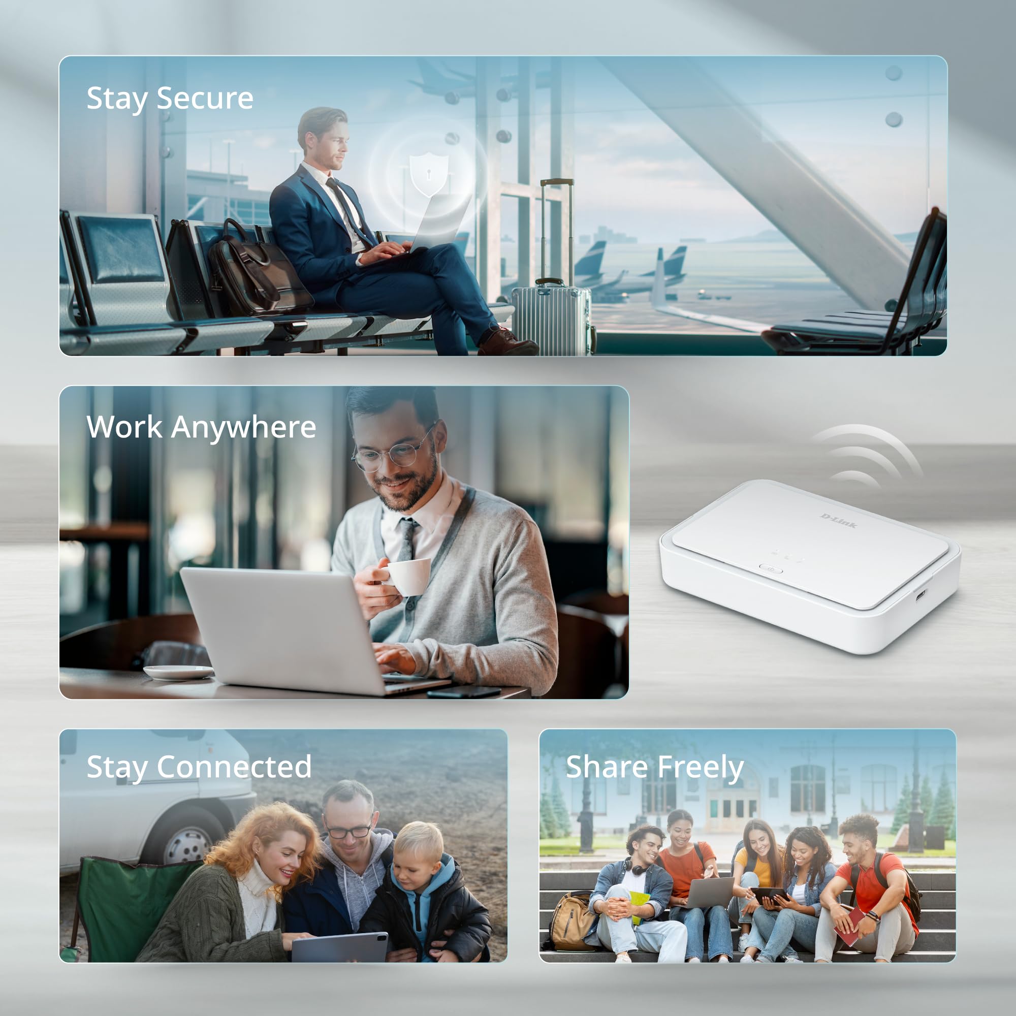 D-Link 5G NR AX3000 Mobiler Wi-Fi 6 Router (DBR-330-G) – Bis zu 4,67 Gbit/s 5G, Dual-Band AX3000, 5260-mAh-Akku, 32 Geräte, MicroSD-Freigabe, USB-C, Tragbarer 5G-Hotspot