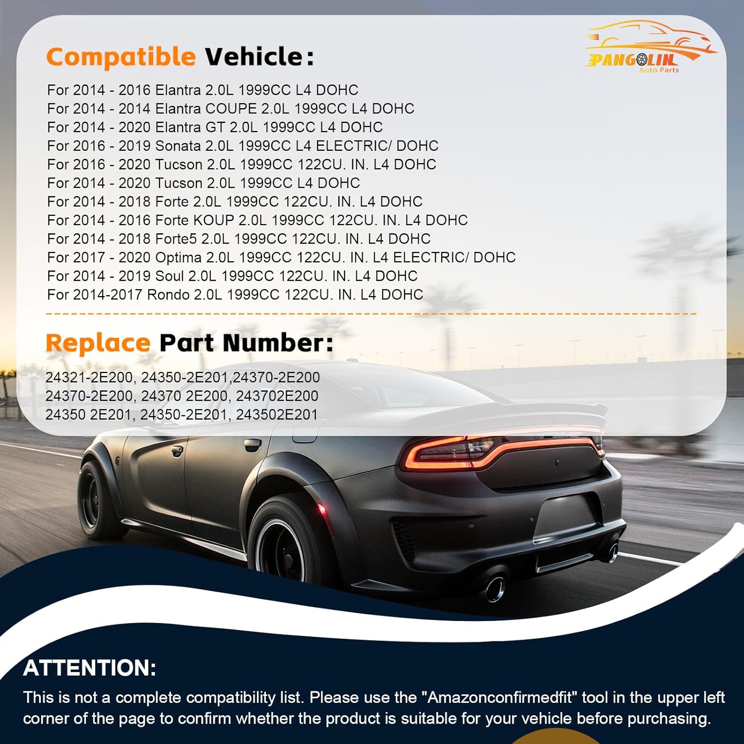 PANGOLIN 24321-2E200 Timing Chain Kit with 2PCS CVVT Gear Replacement for 2014-2016 Elantra Tucson Kia Soul Forte5 2.0L Automotive Replace Part, Replace OE 24350-2E200 24370-2E200