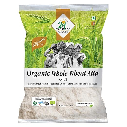 24 Mantra Organic Whole Wheat Atta Premium, 1Kg